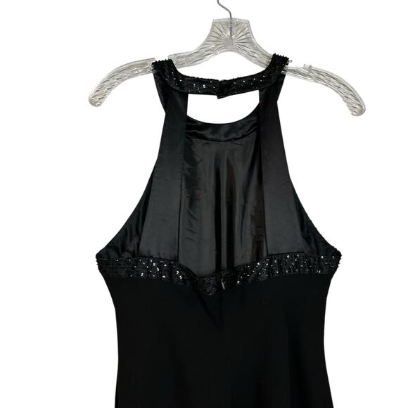 Jones New York Sleeveless Beaded High Neck Black Midi DressLow Cut Back  12 3025 - Picture 7 of 8